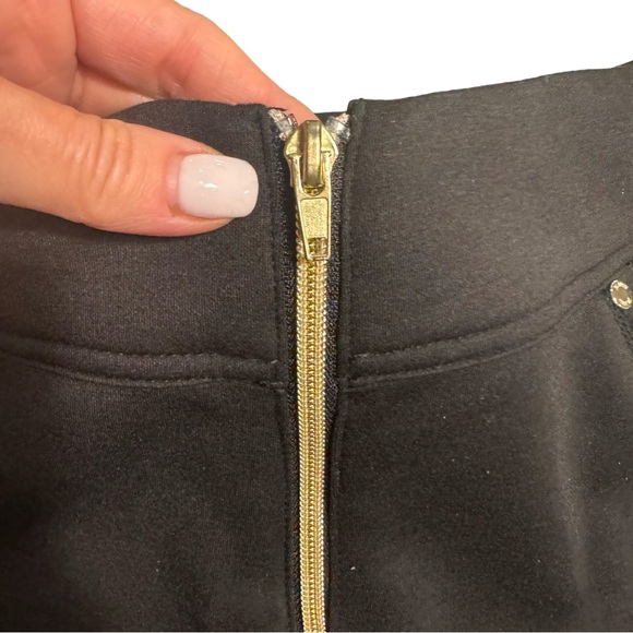 Jaanuu Zip Front Scrub Pants M Bootcut Flare Bottoms High Rise Ponte Knit Black - Picture 5 of 8